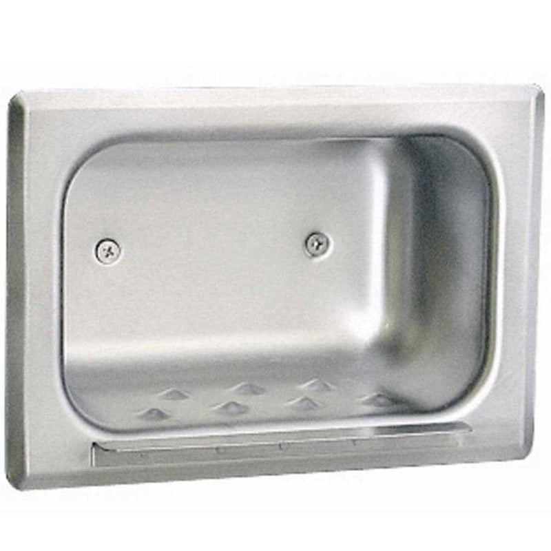 Bobrick B-4380 Commercial Restroom Soap Dish, Recessed-Mounted, Stainless - TotalRestroom.com