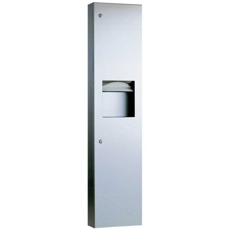 Bobrick B-38032 Combination Commercial Paper Towel Dispenser/Waste Receptacle, Semi-Recessed-Mounted, Stainless Steel - TotalRestroom.com