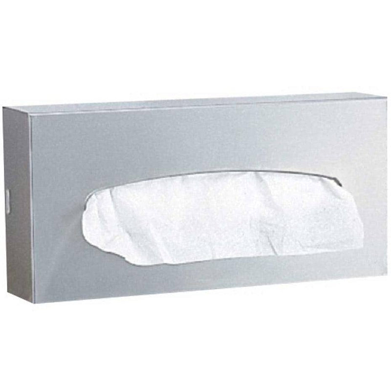 Bobrick B-8397 Commercial Facial Tissue Box Dispenser, 10-1/4" L x 5-3/16" H x 2-1/4" D, Surface-Mounted, Stainless Steel - TotalRestroom.com