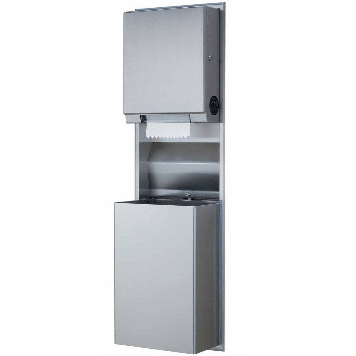 Bobrick B-3961 Combination Commercial Paper Towel Dispenser/Waste Receptacle, Recessed-Mounted, Stainless Steel - TotalRestroom.com