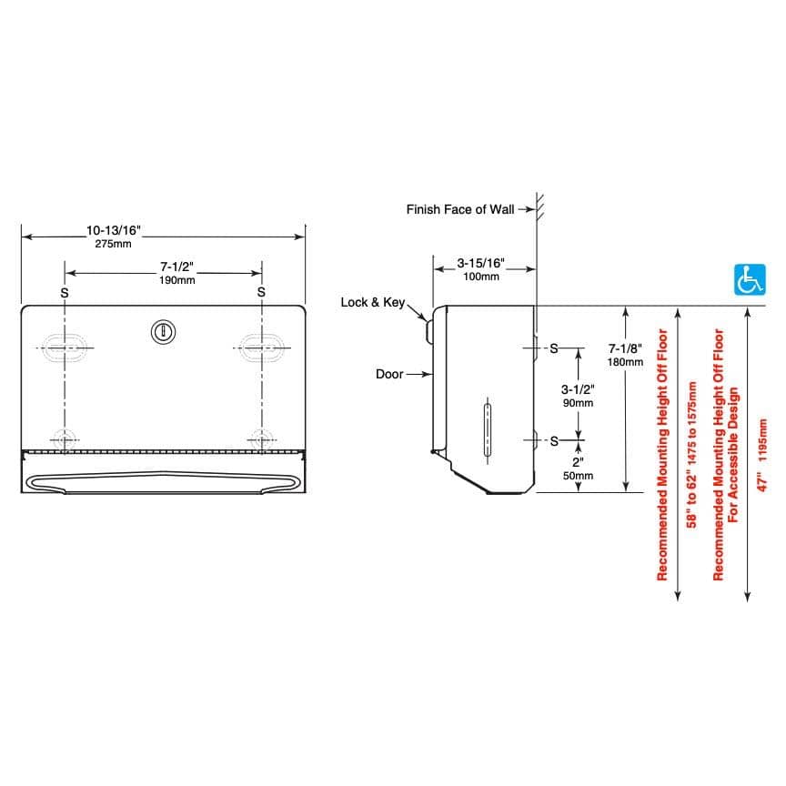 Bobrick B-26212 Commercial Paper Towel Dispenser, Surface-Mounted, Stainless Steel - TotalRestroom.com