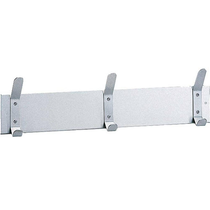 Bobrick B-232x24 Commercial Clothes Hook Strip, 24" W x 6-1/2" H x 2-1/4" D Stainless Steel - TotalRestroom.com
