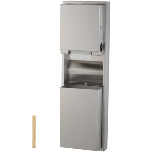 Bobrick B-3974 Automatic Combination Commercial Paper Towel Dispenser/Waste Receptacle, Recessed-Mounted, Stainless Steel