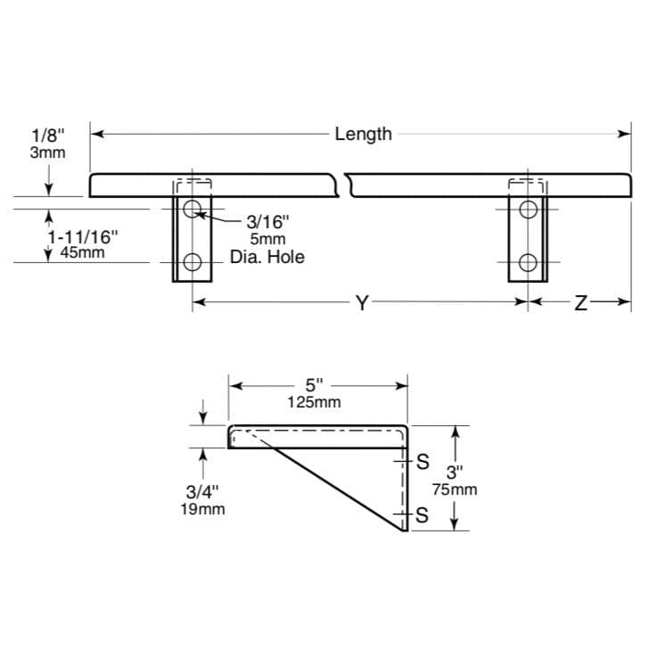 Bobrick B-295x16 Commercial Restroom Shelf, 5"W x 16"L, Stainless Steel w/ Satin Finish B - TotalRestroom.com
