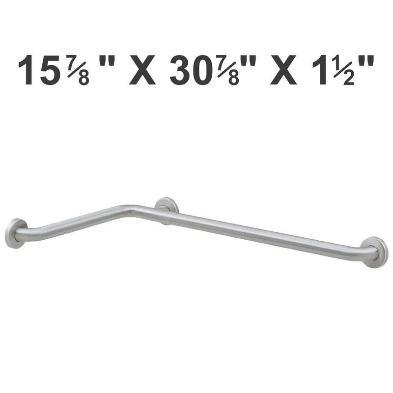 Bobrick B-6861 Commercial Two Wall Grab Bar, 1-1/2" Diameter x 16" Length, Stainless Steel - TotalRestroom.com