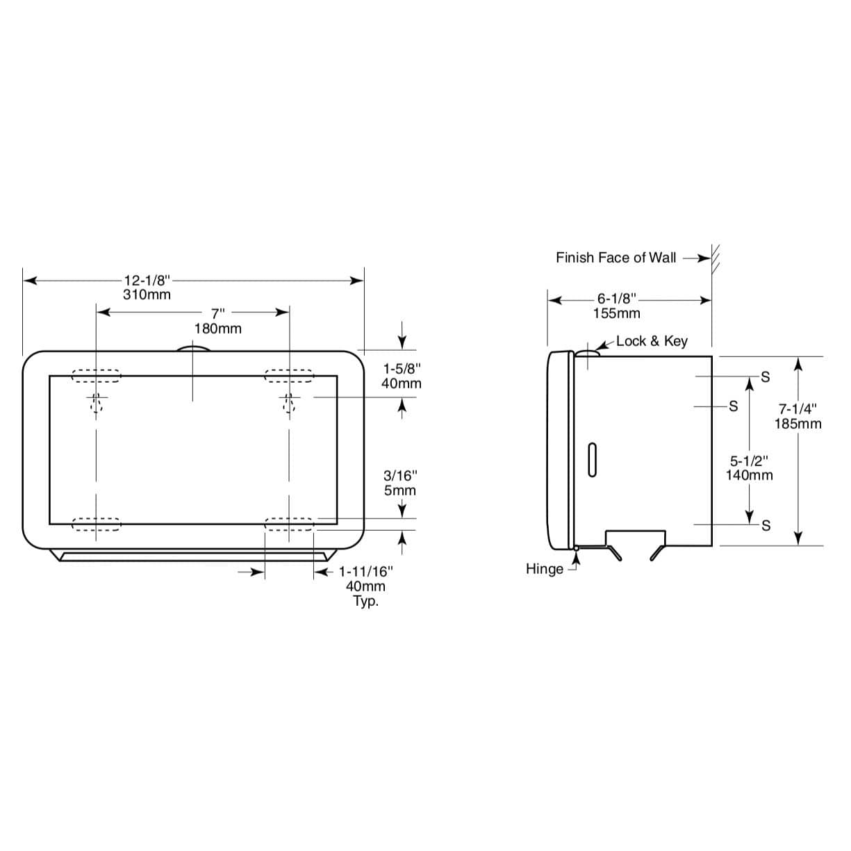 Bobrick B-263 Commercial Paper Towel Dispenser, Surface-Mounted, Stainless Steel - TotalRestroom.com