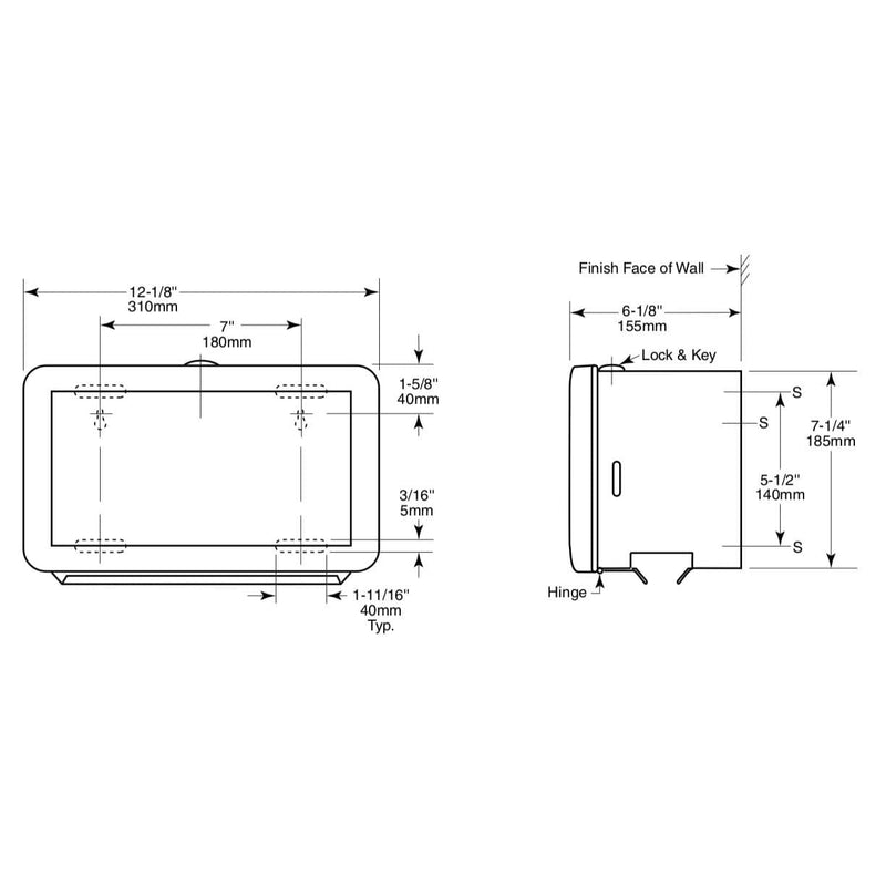 Bobrick B-263 Commercial Paper Towel Dispenser, Surface-Mounted, Stainless Steel - TotalRestroom.com