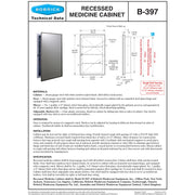 Bobrick B-397 Commercial Medicine Cabinet, Recessed-Mounted, Steel