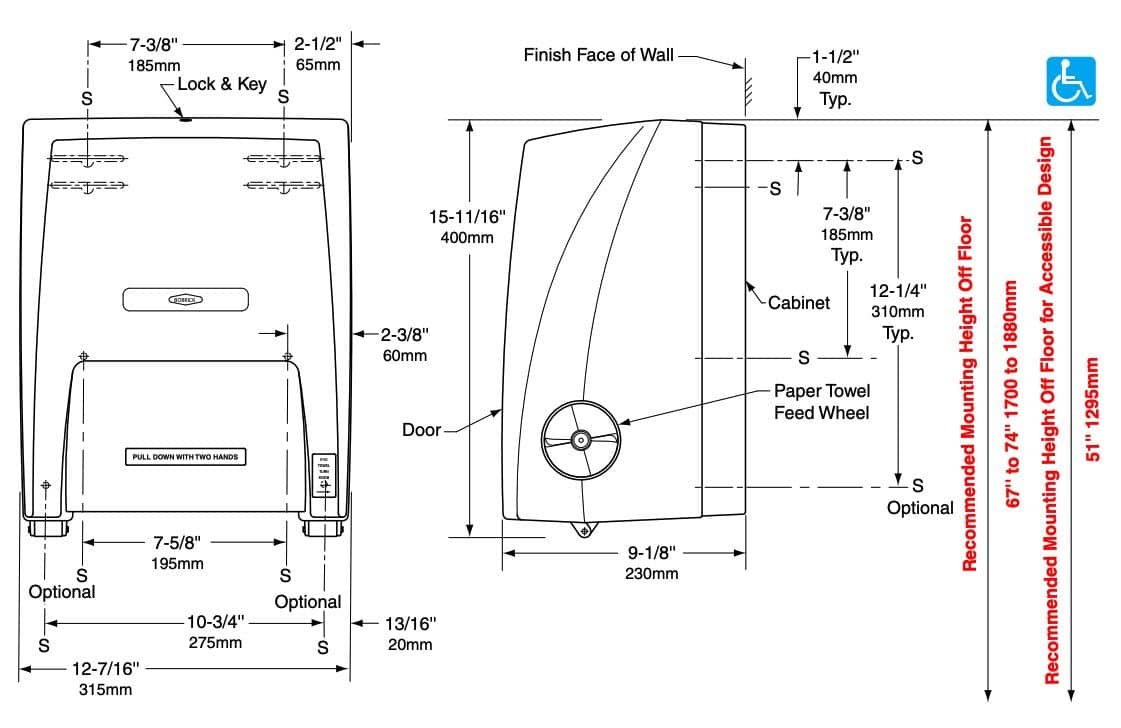Bobrick B-72860 Commercial Paper Towel Roll, Surface-Mounted, Plastic - TotalRestroom.com
