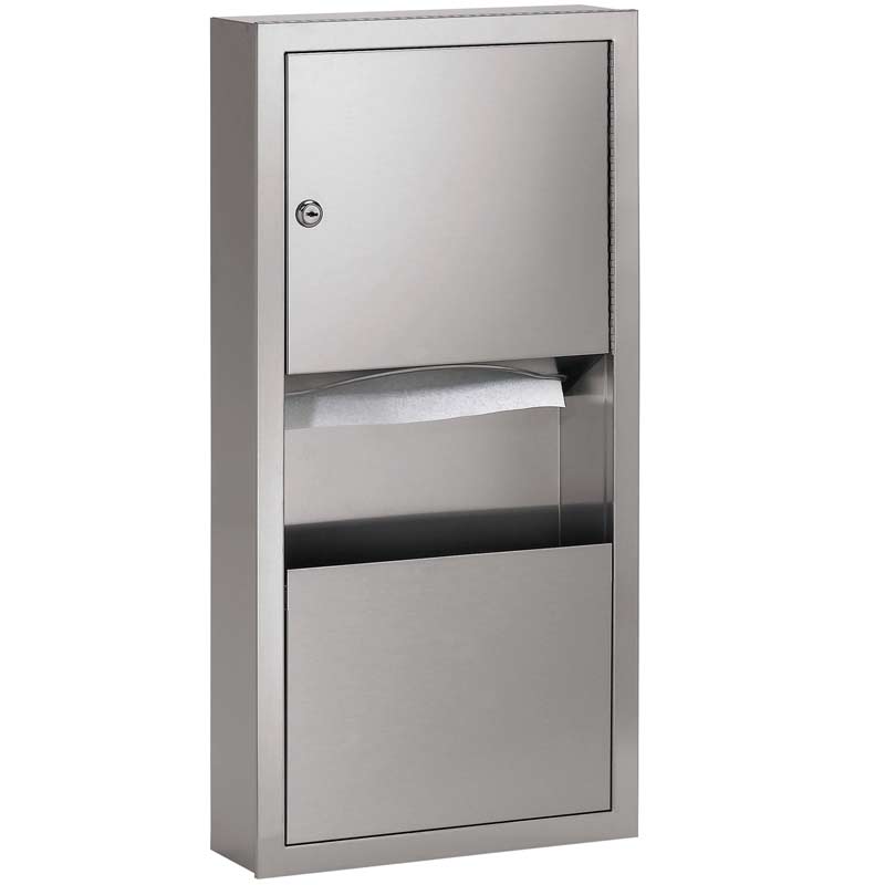 Bradley 2291-00 Combination Towel Dispenser/Waste Receptacle, Recessed-Mounted, Stainless Steel