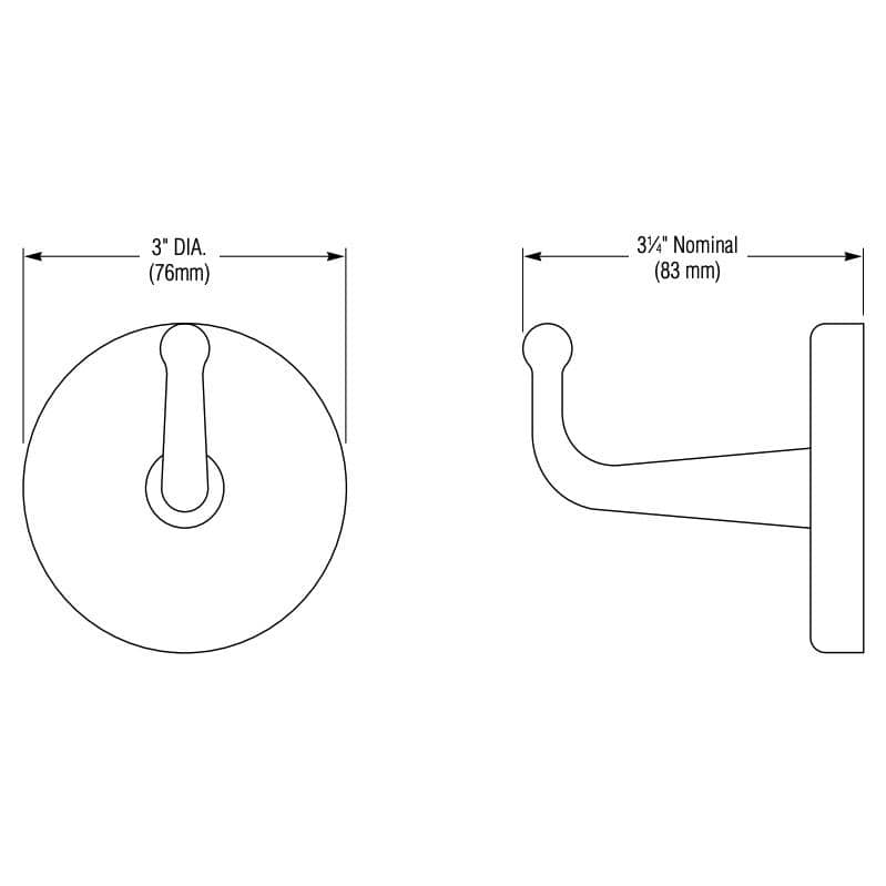 Bradley 9119-00 Single Robe Hook, Stainless Steel w/ Satin Finish - TotalRestroom.com