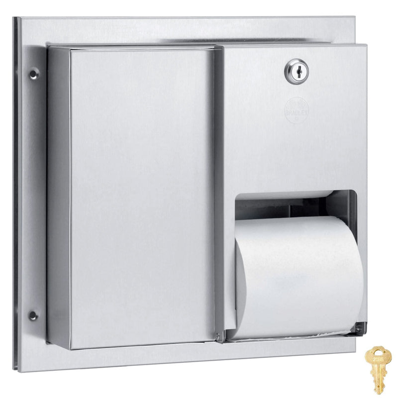 Bradley 5422-00 Commercial Toilet Paper Dispenser, Partition-Mounted, Stainless Steel