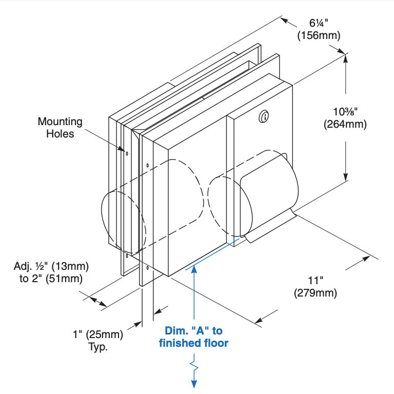 Bradley 5422-00 Commercial Toilet Paper Dispenser, Partition-Mounted, Stainless Steel
