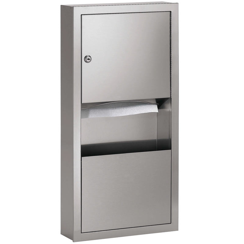Bradley 2291-11 Combination Towel Dispenser/Waste Receptacle, Surface-Mounted, Stainless Steel