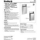 Bradley 344-00 Commercial Restroom Waste Receptacle, 12 Gallon, Recessed-Mounted, 15-5/8" W x 29-1/8" H, 4" D, Stainless Steel