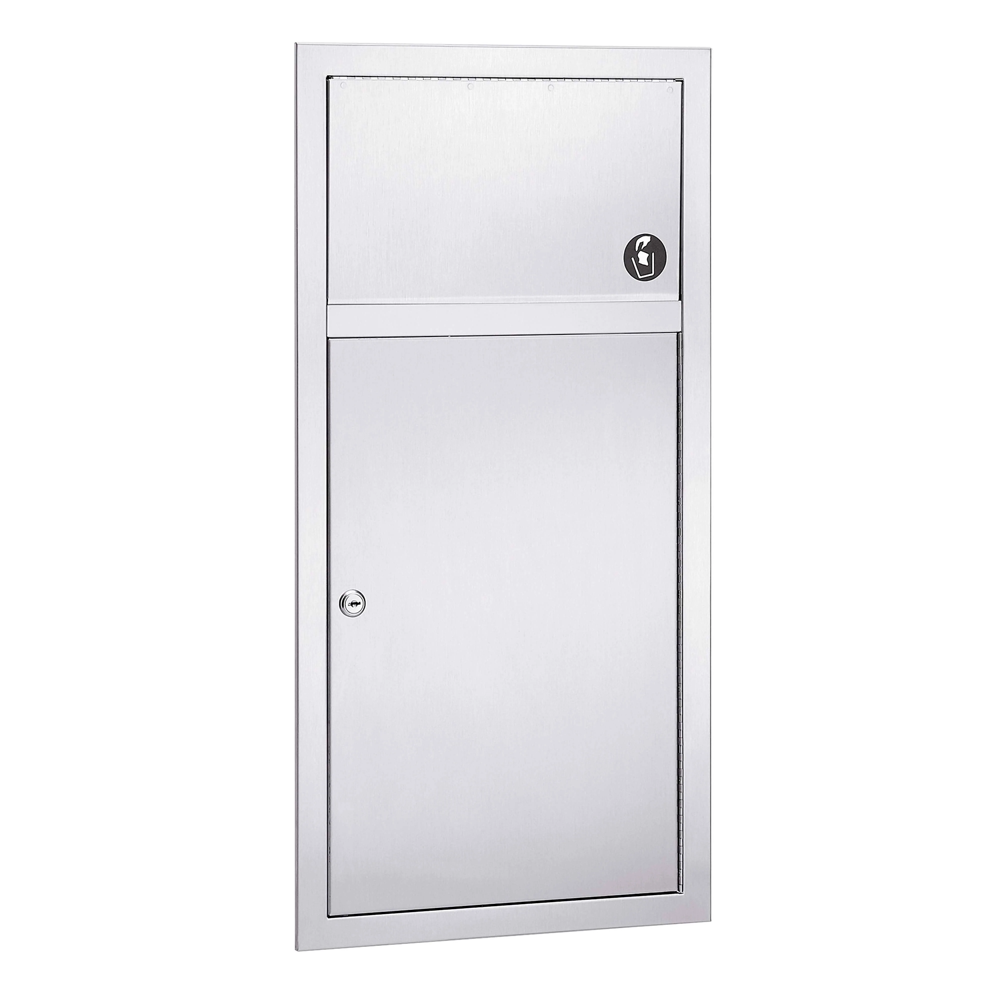 Bradley 3251-00 Commercial Restroom Waste Receptacle, 12 Gallon, Recessed-Mounted, 12-1/2