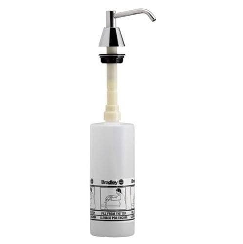 Bradley 6324-00 Commercial Liquid Soap Dispenser, Countertop Mounted, Manual-Push, Stainless Steel - 4" Spout Length - TotalRestroom.com