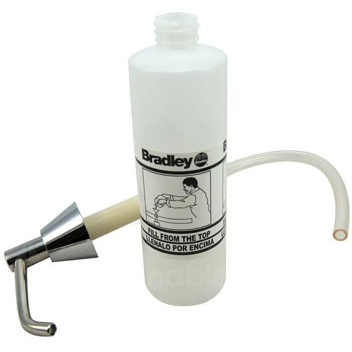 Bradley 6324-00 Commercial Liquid Soap Dispenser, Countertop Mounted, Manual-Push, Stainless Steel - 4" Spout Length - TotalRestroom.com