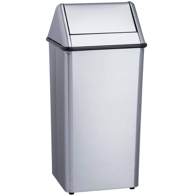 Bradley 377-00 Commercial Restroom Waste Receptacle, 12 Gallon, Recessed-Mounted, 13" W x 29" H, 13" D, Stainless Steel - TotalRestroom.com