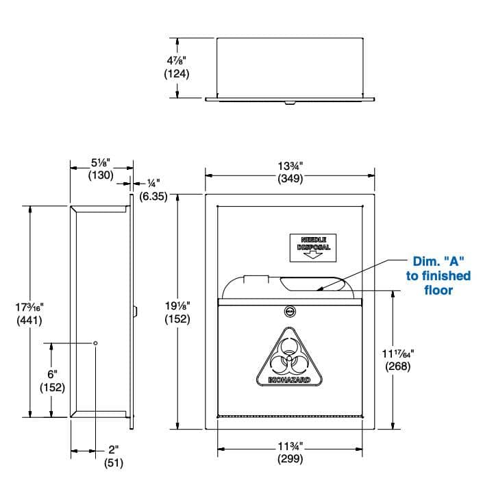 Bradley BX-989 Commercial Restroom Needle Disposal, Recessed-Mounted, Stainless Steel - TotalRestroom.com