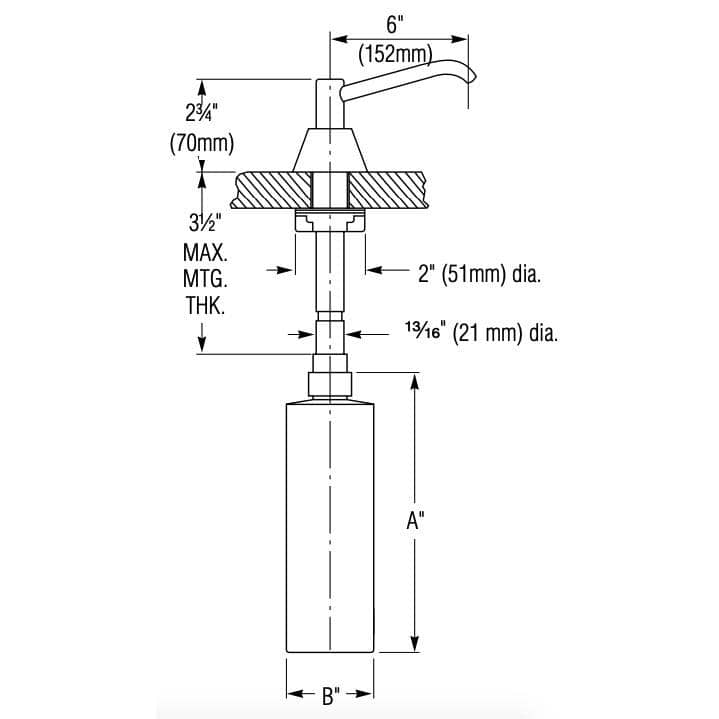 Bradley 6326-00 Commercial Liquid Soap Dispenser, Countertop Mounted, Manual-Push, Stainless Steel - 6