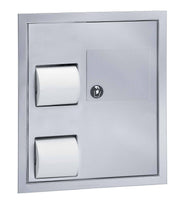 Bradley 5941 2-Stall Commercial Toilet Paper Dispenser/Napkin Disposal, Partition-Mounted, Stainless Steel - TotalRestroom.com