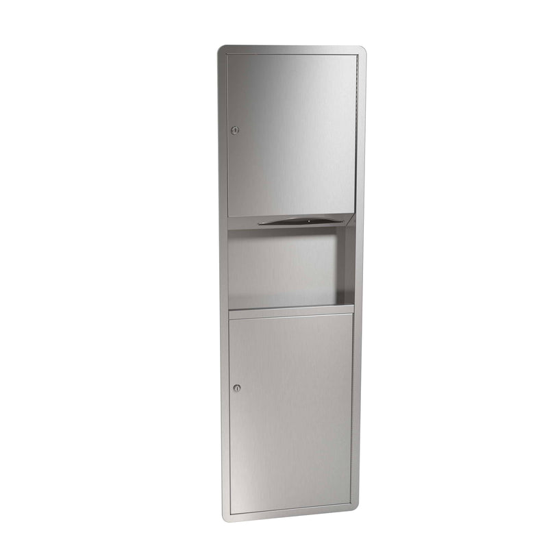 Bradley 235-00 Combination Towel Dispenser /Waste Receptacle, Recessed-Mounted, Stainless Steel - TotalRestroom.com