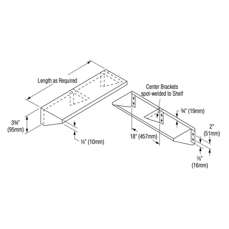 Bradley BX 755-018000 Commercial Restroom Shelf, 5" D x 18" L, Surface-Mounted, Stainless Steel - TotalRestroom.com