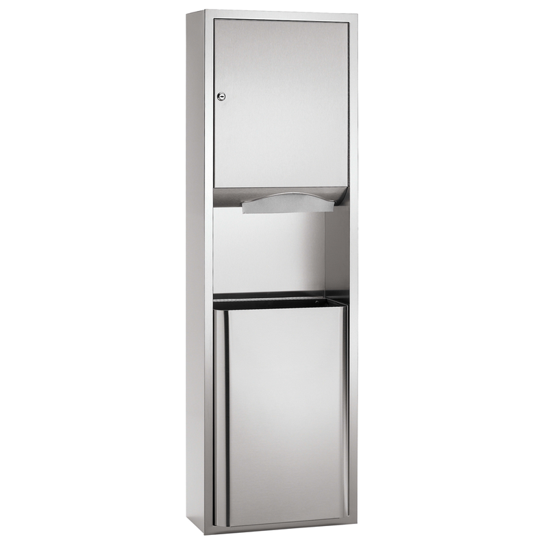 Bradley 237 Commercial Paper Towel Dispenser/Waste Receptacle, Recess-Mounted, Stainless Steel