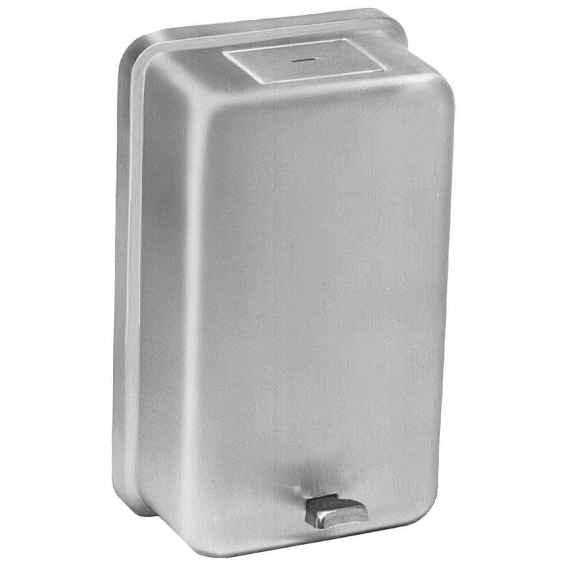 Bradley 6583 Commercial Powdered Soap Dispenser, Surface-Mounted, Manual-Push, Stainless Steel - 32 Oz
