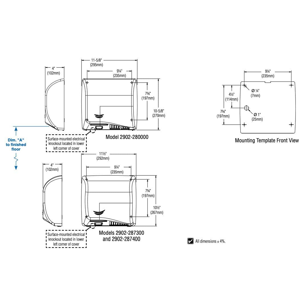 Bradley 344-100000 Commercial Restroom Waste Receptacle, 12 Gallon, Semi-Recessed-Mounted, 15-5/8