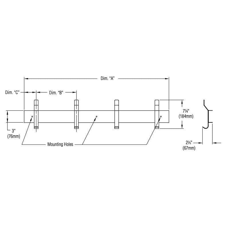 Bradley 9945-00 Coat Rack, 48" W x 3" H, Stainless Steel - TotalRestroom.com