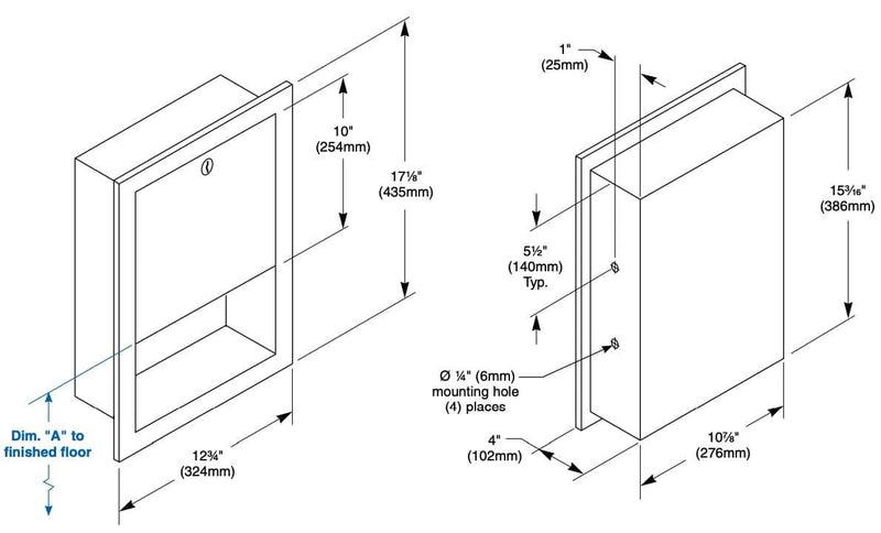 Bradley 2441-00 Commercial BX-Paper Towel Dispenser, Recessed-Mounted, Stainless Steel - TotalRestroom.com