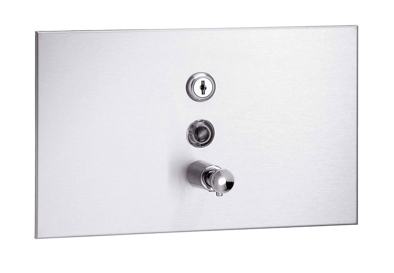 Bradley 6437-00 Commercial Liquid Soap Dispenser, Recessed-Mounted, Manual-Push, Stainless Steel - 32 Oz - TotalRestroom.com