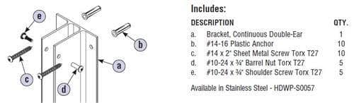 Bradley S0057 Toilet Partition Urinal Privacy Screen Hardware Kit, Stainless Steel - TotalRestroom.com