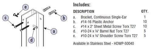 Bradley HDWP-S0040 Toilet Partition F Bracket at Wall Hardware Kit, Stainless Steel - TotalRestroom.com