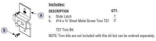 Bradley HDWP-A0109 Toilet Partition Slide Latch-Kit for use with Bradley 1