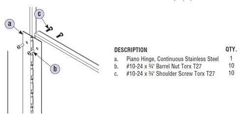 Bradley HDWP-S0136 Toilet Partition Continuous Piano Hinge, Stainless Steel - TotalRestroom.com