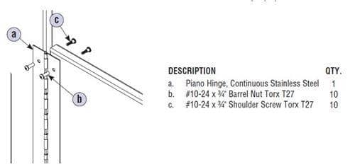 Bradley HDWP-S0137 Toilet Partition Continuous Piano Hinge, Stainless Steel - TotalRestroom.com