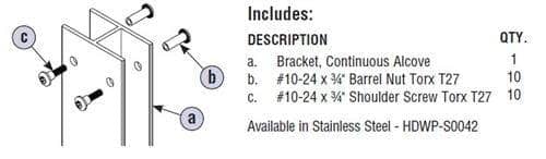 Bradley HDWP-S0042 Toilet Partition Dividing Panel Hardware Kit, Stainless Steel - TotalRestroom.com