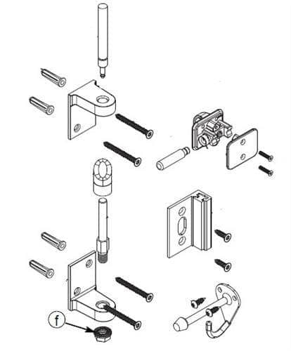 Bradley SD1-FSH Toilet Partition Door Hardware Kit, Stainless Steel for use with Bradley 1" Panels - TotalRestroom.com