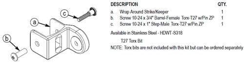 Bradley HDWT-T318 Toilet Partition Wrap Around Strike/Keeper for use with Bradley 1/2