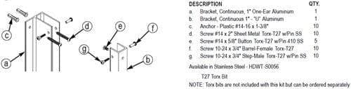 HDWT-S0056 Toilet Partition Bracket Ending Panel Hardware Kit, Stainless Steel - TotalRestroom.com