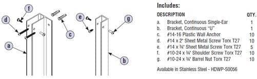 Bradley HDWP-A2PE Toilet Partition Ending Panel Hardware Kit, Aluminum - TotalRestroom.com