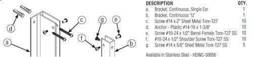 Bradley S0056 Commercial Toilet Panel Hardware Kit for use with Bradley 1/2" Panels - TotalRestroom.com