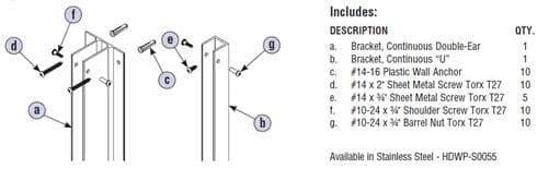 Bradley HDWP-A1PD Toilet Partition Dividing Panel Hardware Kit, Aluminum - TotalRestroom.com