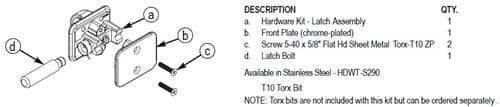 Bradley HDWT-S290 Toilet Partition Surface-Mounted Door Latch for Bradley 1" Panels - TotalRestroom.com