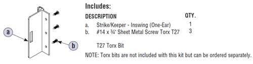 Bradley HDWP-A0120 Toilet Partition One Ear Strike/Keeper, In-Swing for use with Bradley 1" Panels - TotalRestroom.com