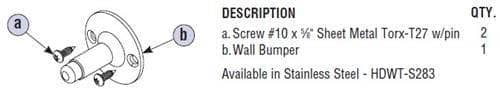 Bradley HDWT-S283Toilet Partition Wall Bumper Kit, Stainless Steel for Bradley 1" Panels - TotalRestroom.com