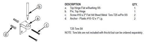 Bradley HHDWT-S0185 Toilet Partition Flat Top Hinge Kit for Bradley 1" Panels - TotalRestroom.com
